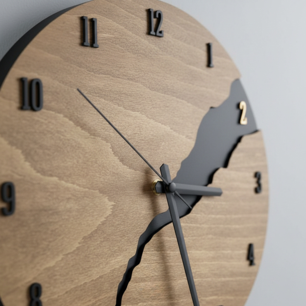 Orologio da parete in legno naturale di alta qualità Elara Haus - Arte moderna minimalista
