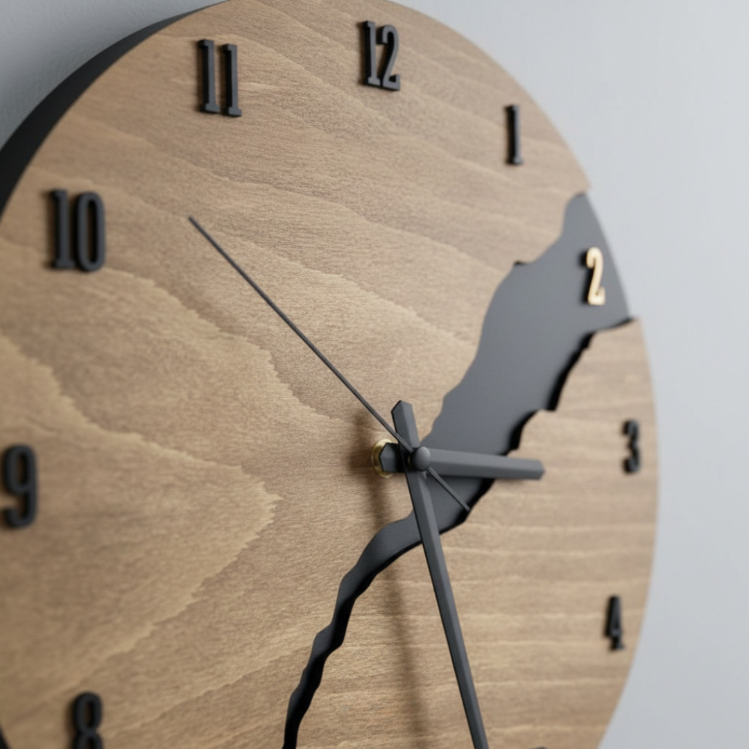 Orologio da parete in legno naturale di alta qualità Elara Haus - Arte moderna minimalista