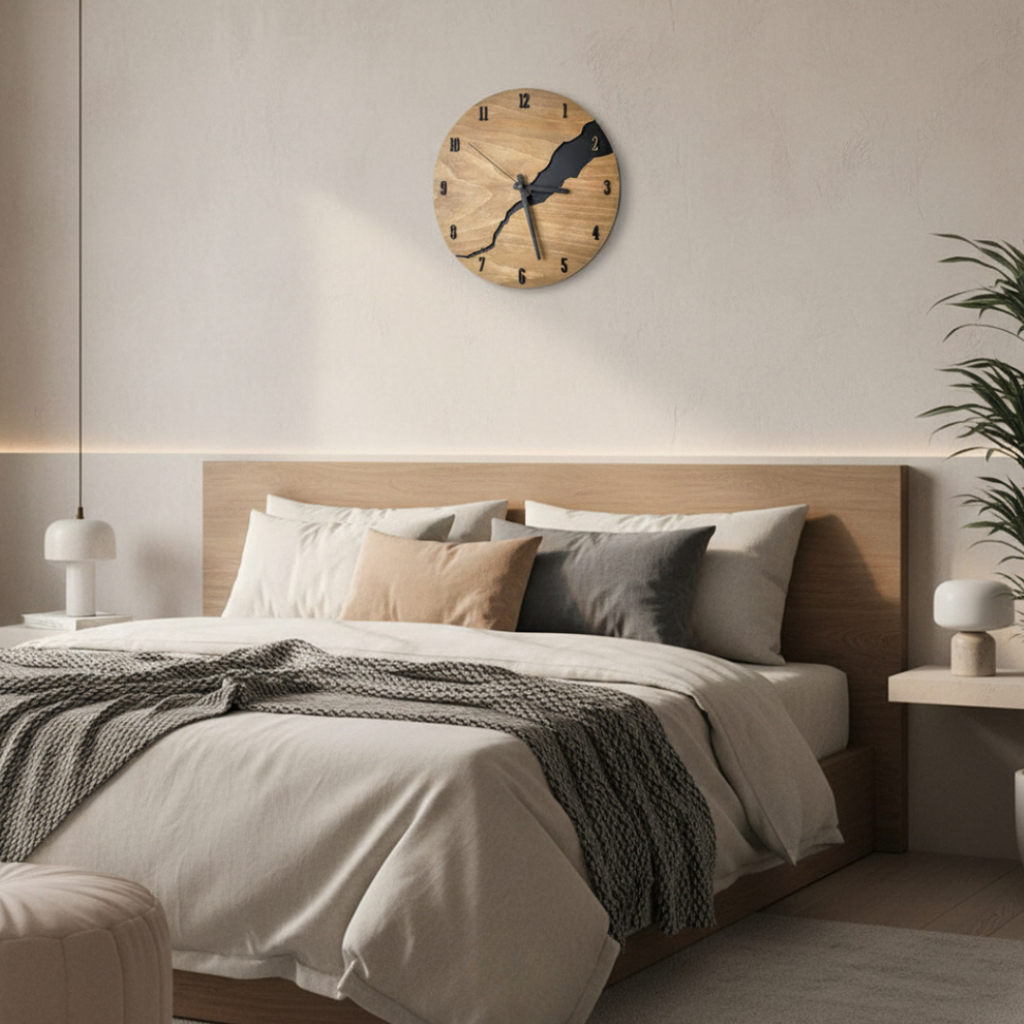Orologio da parete in legno naturale di alta qualità Elara Haus - Arte moderna minimalista