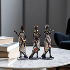 Elara Haus Set di Statue di Donna Africana in Resina di Alta Qualità – Set di 3 Musicisti