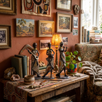 Elara Haus Set di Statue di Donna Africana in Resina di Alta Qualità – Set di 3 Musicisti