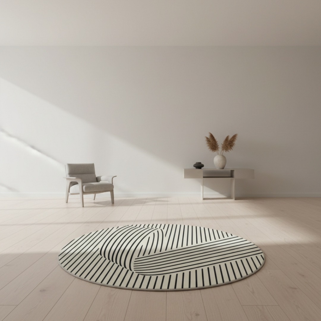 Elara Haus Tappeto Circolare Geometrico in Stile Scandi di Alta Qualità