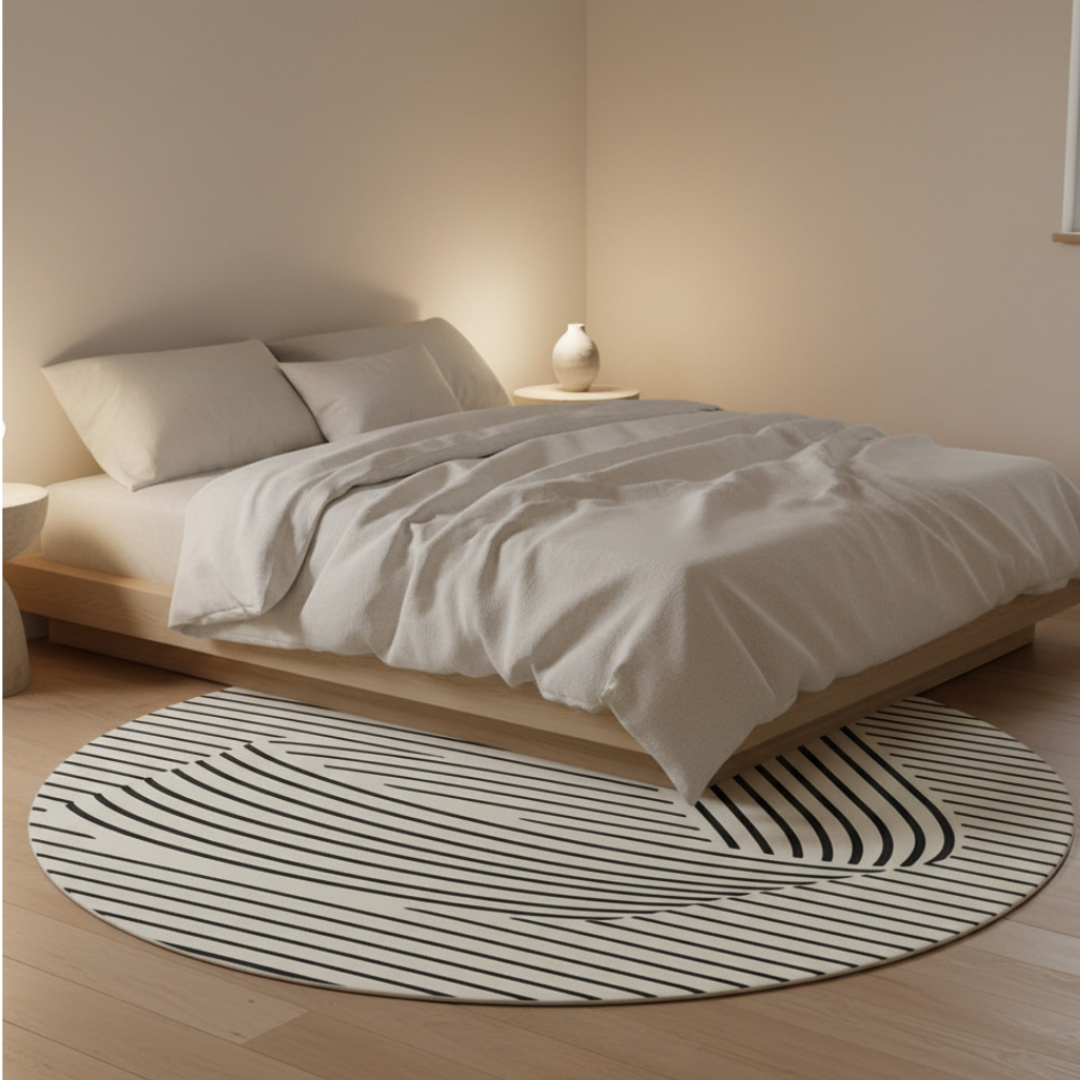 Elara Haus Tappeto Circolare Geometrico in Stile Scandi di Alta Qualità