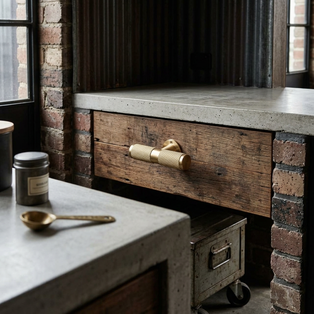 Maniglia per cassetto da cucina in ottone zigrinato stile industriale Elara Haus