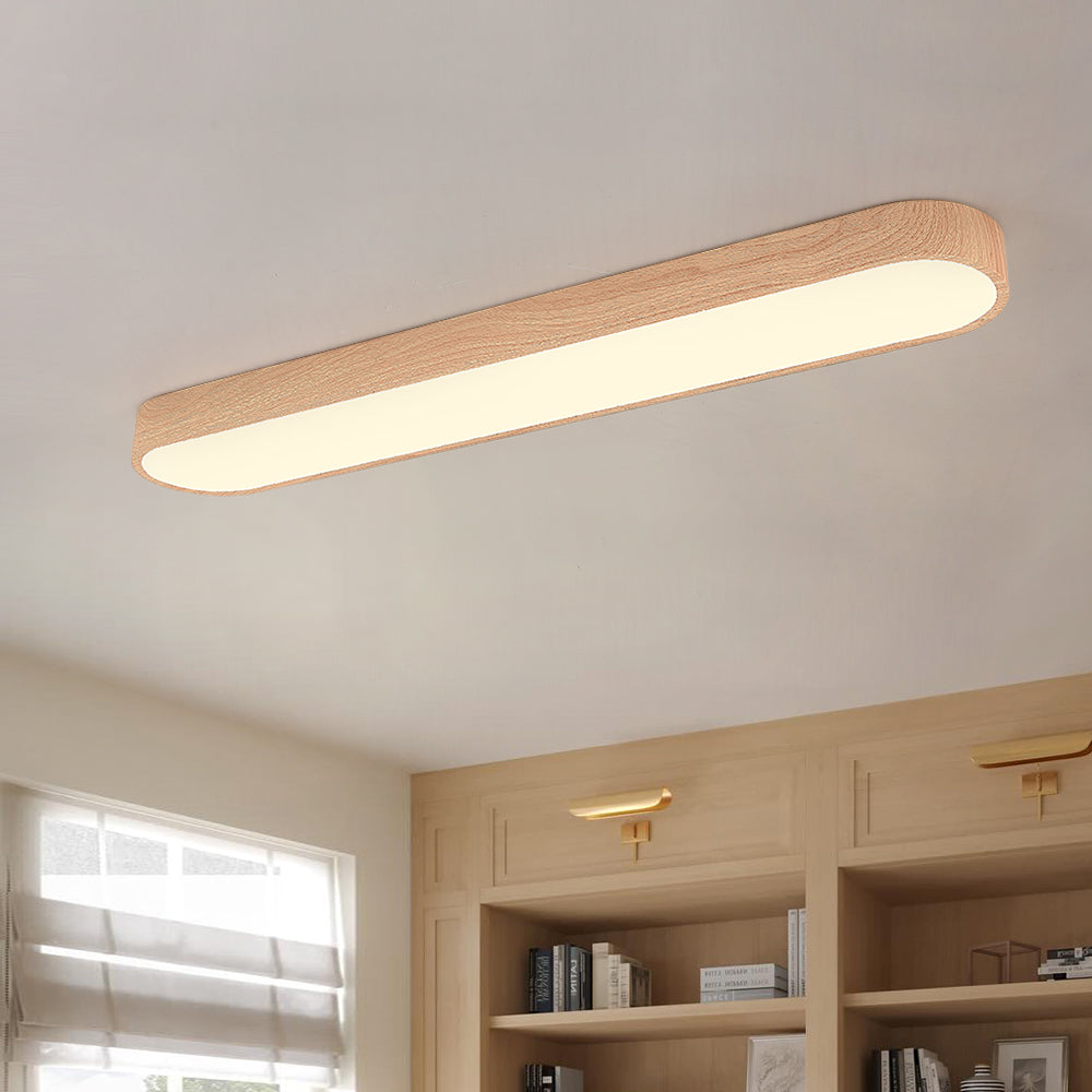 Elara Haus Japandi Rovere Naturale Ovale LED Flush Mount