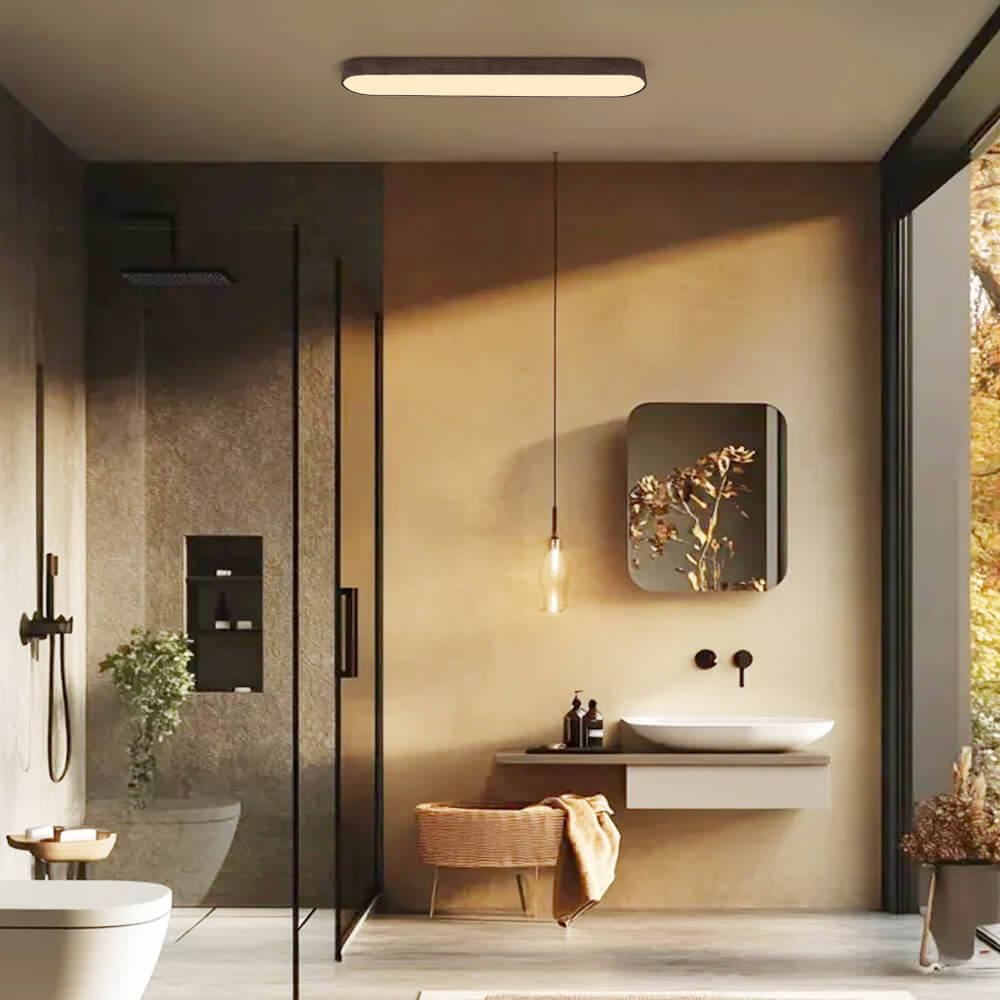 Elara Haus Japandi Rovere Naturale Ovale LED Flush Mount