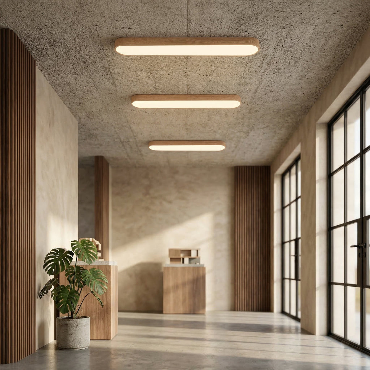 Elara Haus Japandi Rovere Naturale Ovale LED Flush Mount