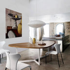 Elara Haus Lampada a Sospensione in Stile Giapponese con Ombra Ovale in Seta a Righe