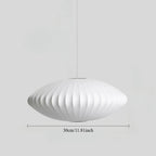 Elara Haus Lampada a Sospensione in Stile Giapponese con Ombra Ovale in Seta a Righe