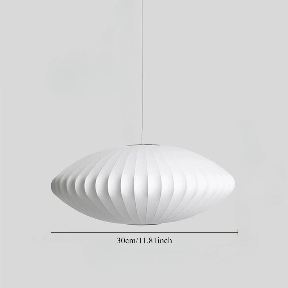 Elara Haus Lampada a Sospensione in Stile Giapponese con Ombra Ovale in Seta a Righe