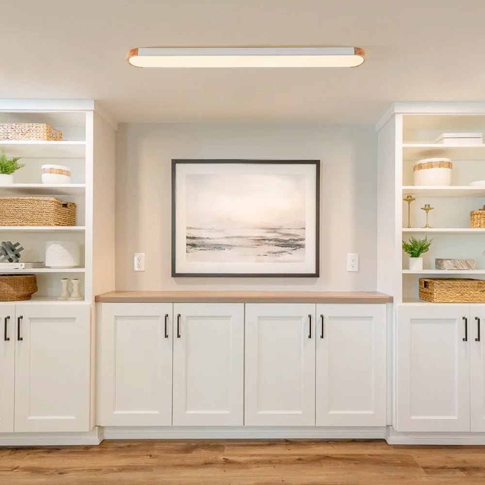 Elara Haus Japandi Luce a Soffitto Ovale in Legno e Metallo