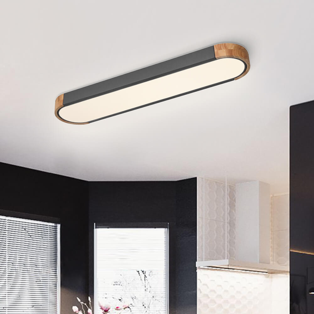 Elara Haus Japandi Luce a Soffitto Ovale in Legno e Metallo