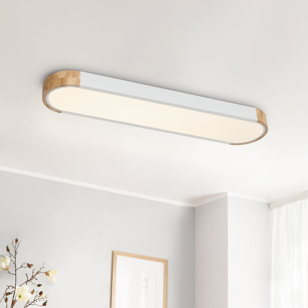 Elara Haus Japandi Luce a Soffitto Ovale in Legno e Metallo
