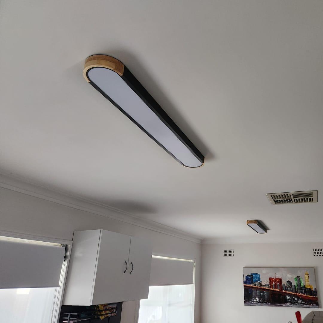 Elara Haus Japandi Luce a Soffitto Ovale in Legno e Metallo