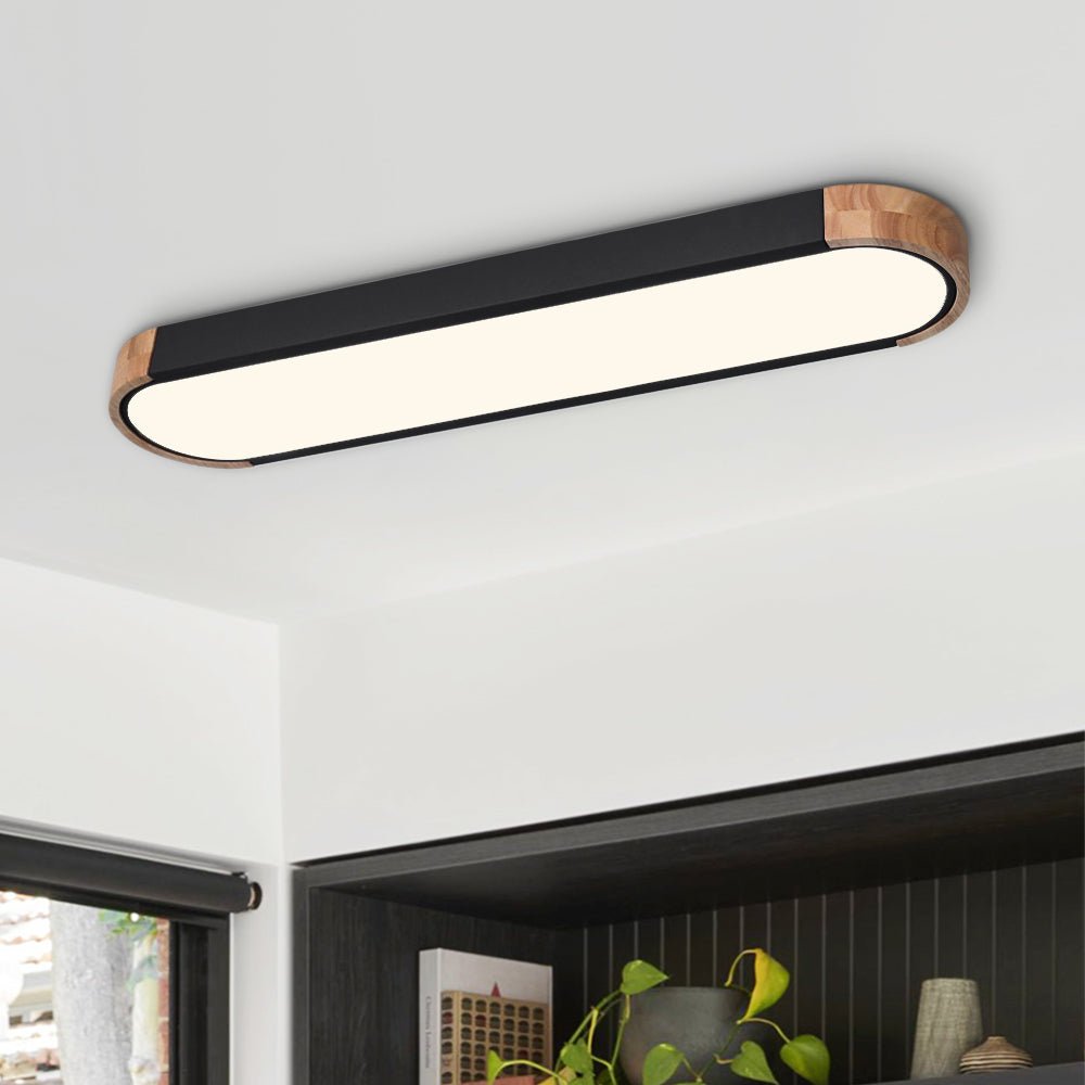 Elara Haus Japandi Luce a Soffitto Ovale in Legno e Metallo