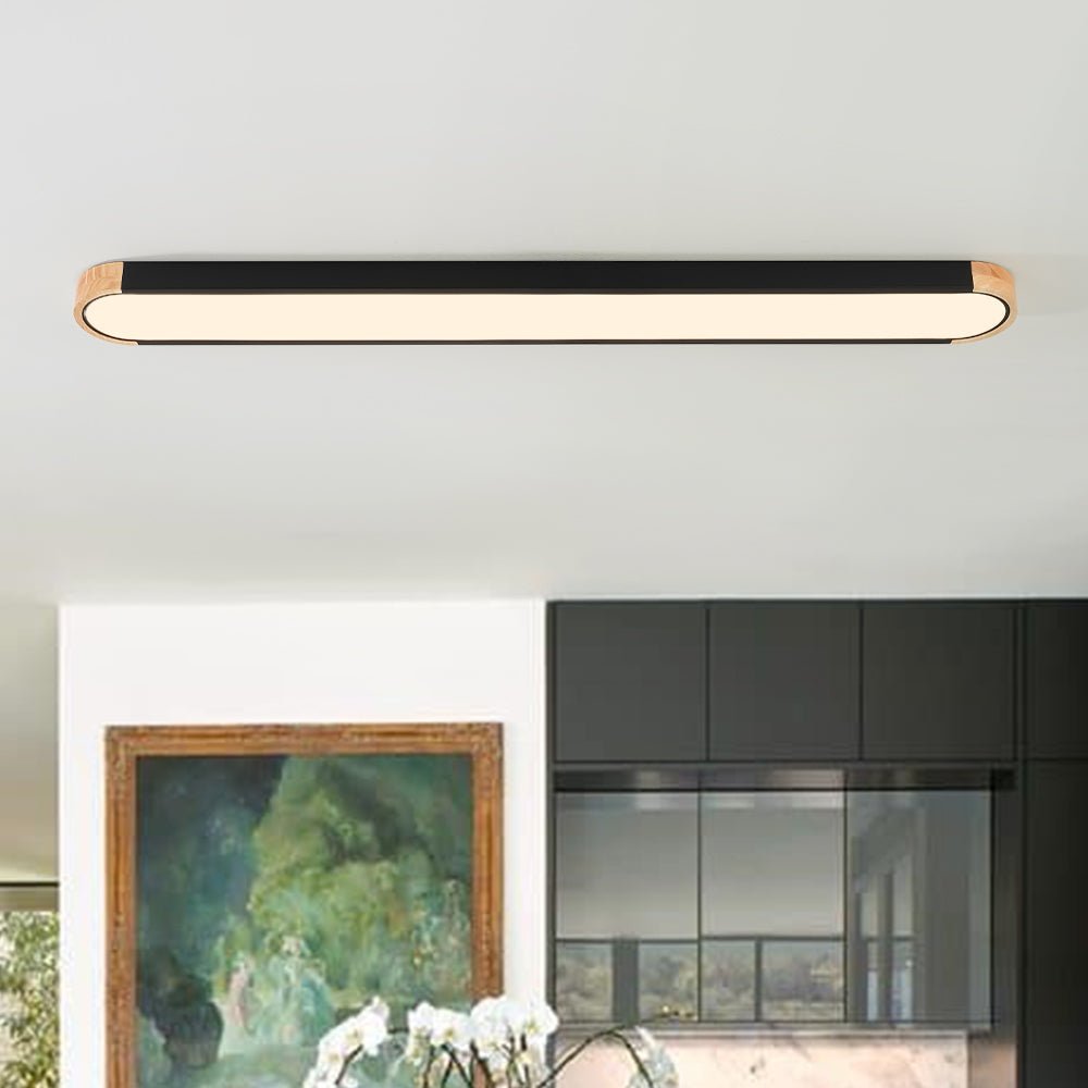 Elara Haus Japandi Luce a Soffitto Ovale in Legno e Metallo
