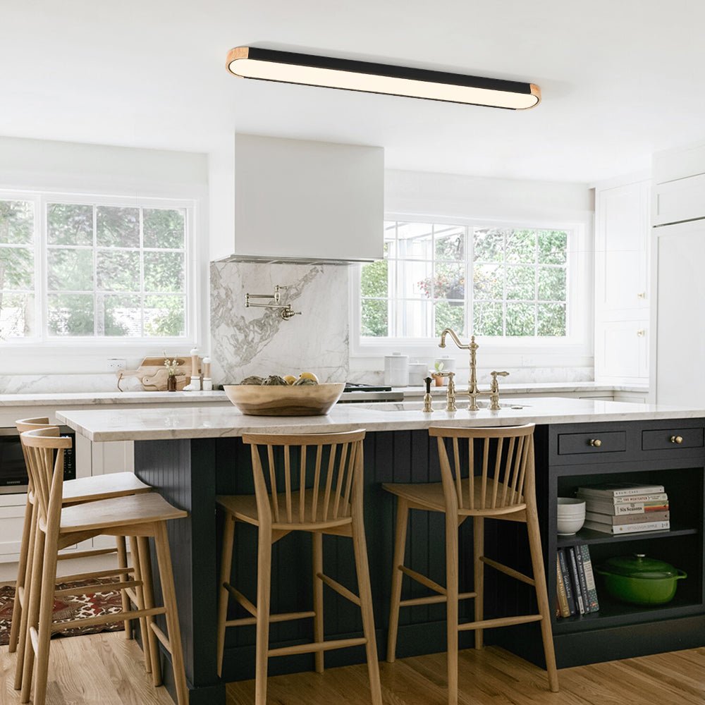 Elara Haus Japandi Luce a Soffitto Ovale in Legno e Metallo