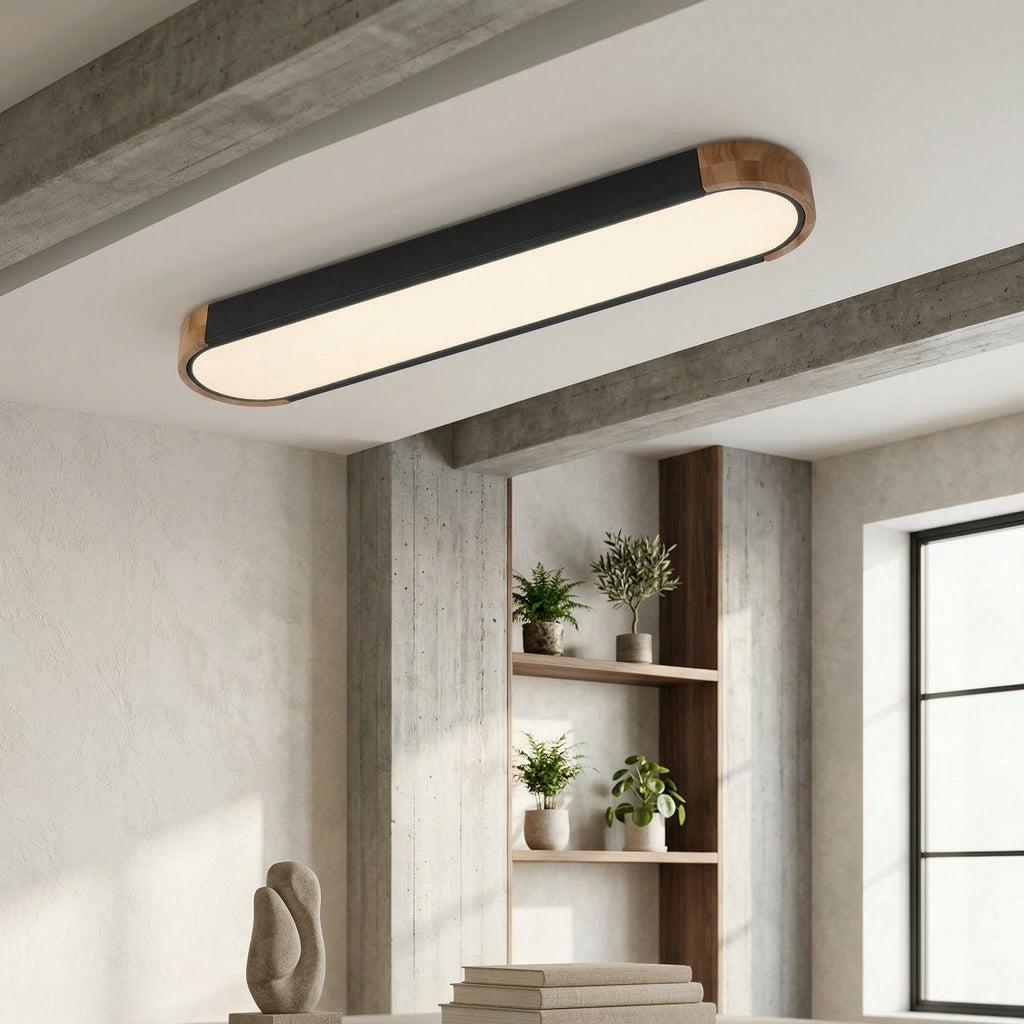 Elara Haus Japandi Luce a Soffitto Ovale in Legno e Metallo
