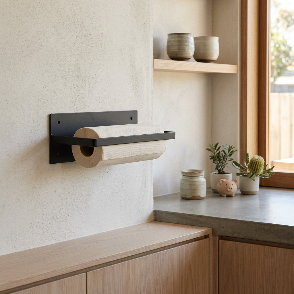 Elara Haus Kintsugi Rail – Porta Asciugamani Japandi Nero Opaco Architettonico