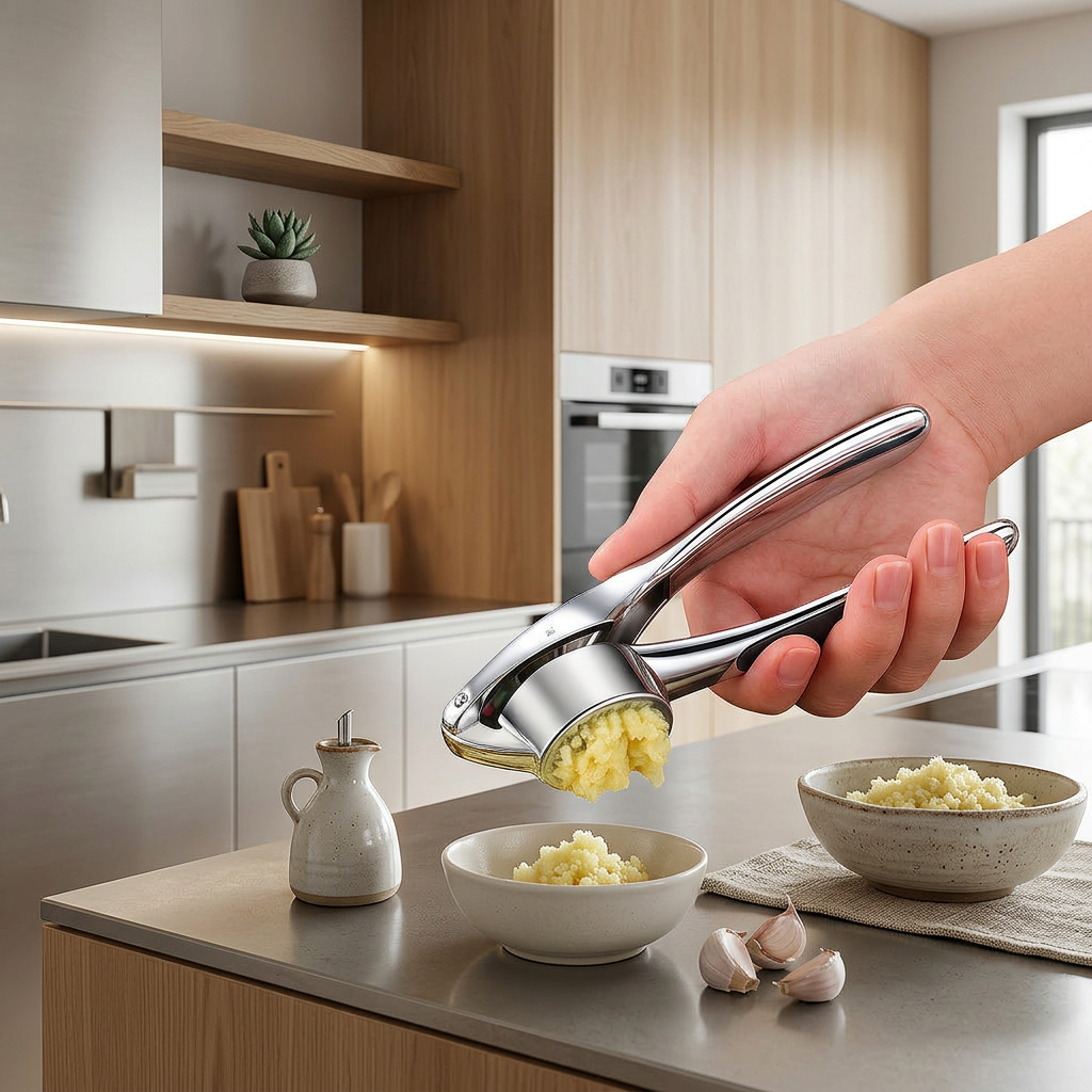 Elara Haus Kintsugi Squeezer – Pressa per Aglio Architettonica in Acciaio Inossidabile Japandi