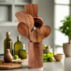Set di Utensili da Cucina Elara Haus - Strumenti da Cucina Eco-Friendly in Teak Fatti a Mano