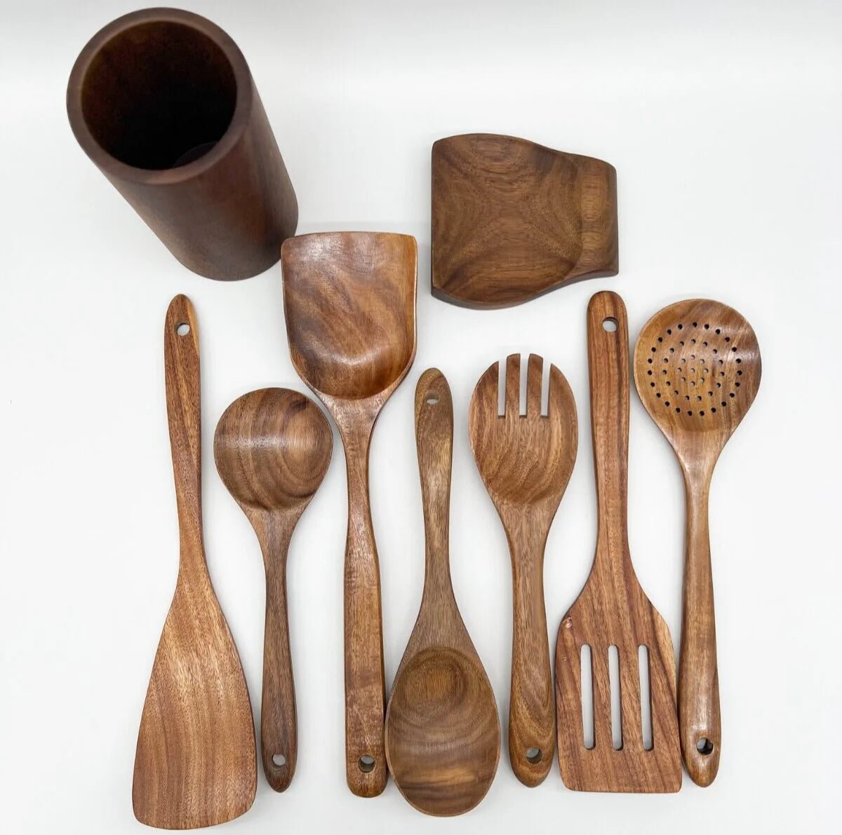 Set di Utensili da Cucina Elara Haus - Strumenti da Cucina Eco-Friendly in Teak Fatti a Mano