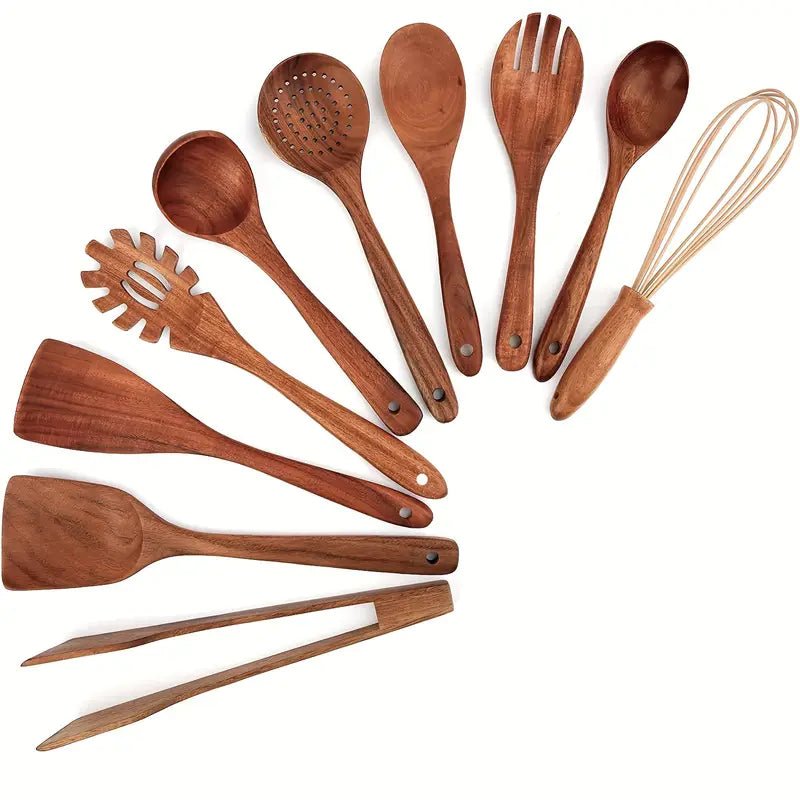 Set di Utensili da Cucina Elara Haus - Strumenti da Cucina Eco-Friendly in Teak Fatti a Mano