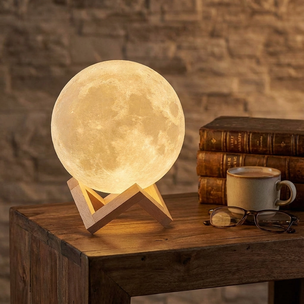Elara Haus Lampada LED Luna - Luce Notturna Ricaricabile Senza Fili, 16 Colori e Telecomando