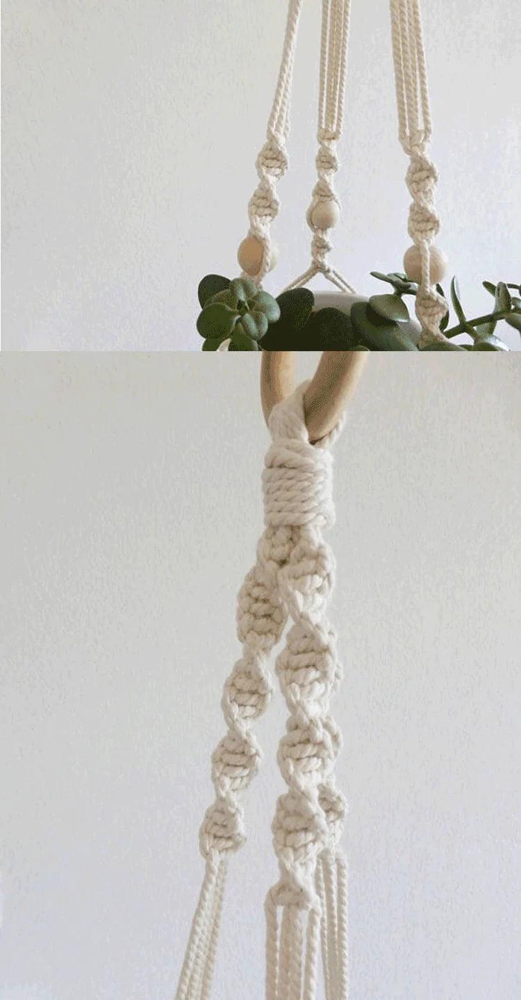 Elara Haus Vaso Appeso in Macramè – Cotone Intrecciato