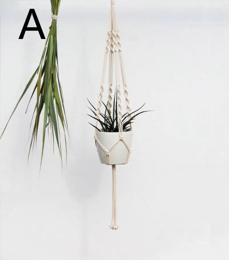 Elara Haus Vaso Appeso in Macramè – Cotone Intrecciato