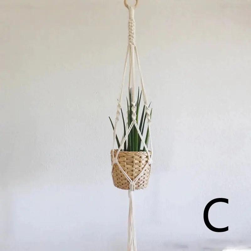 Elara Haus Vaso Appeso in Macramè – Cotone Intrecciato