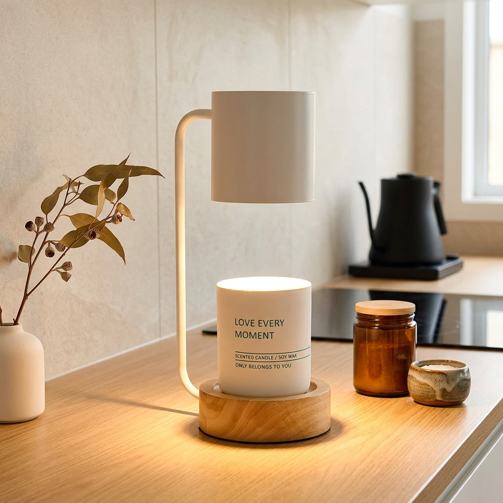 Lampada Riscaldante Elettrica Minimalista Elara Haus con Base in Legno