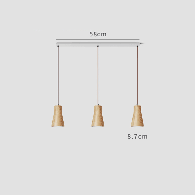 Elara Haus Lampada a Sospensione Minimalista in Legno a Forma di Cono