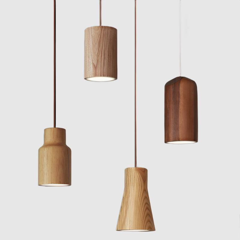 Elara Haus Lampada a Sospensione Minimalista in Legno a Forma di Cono