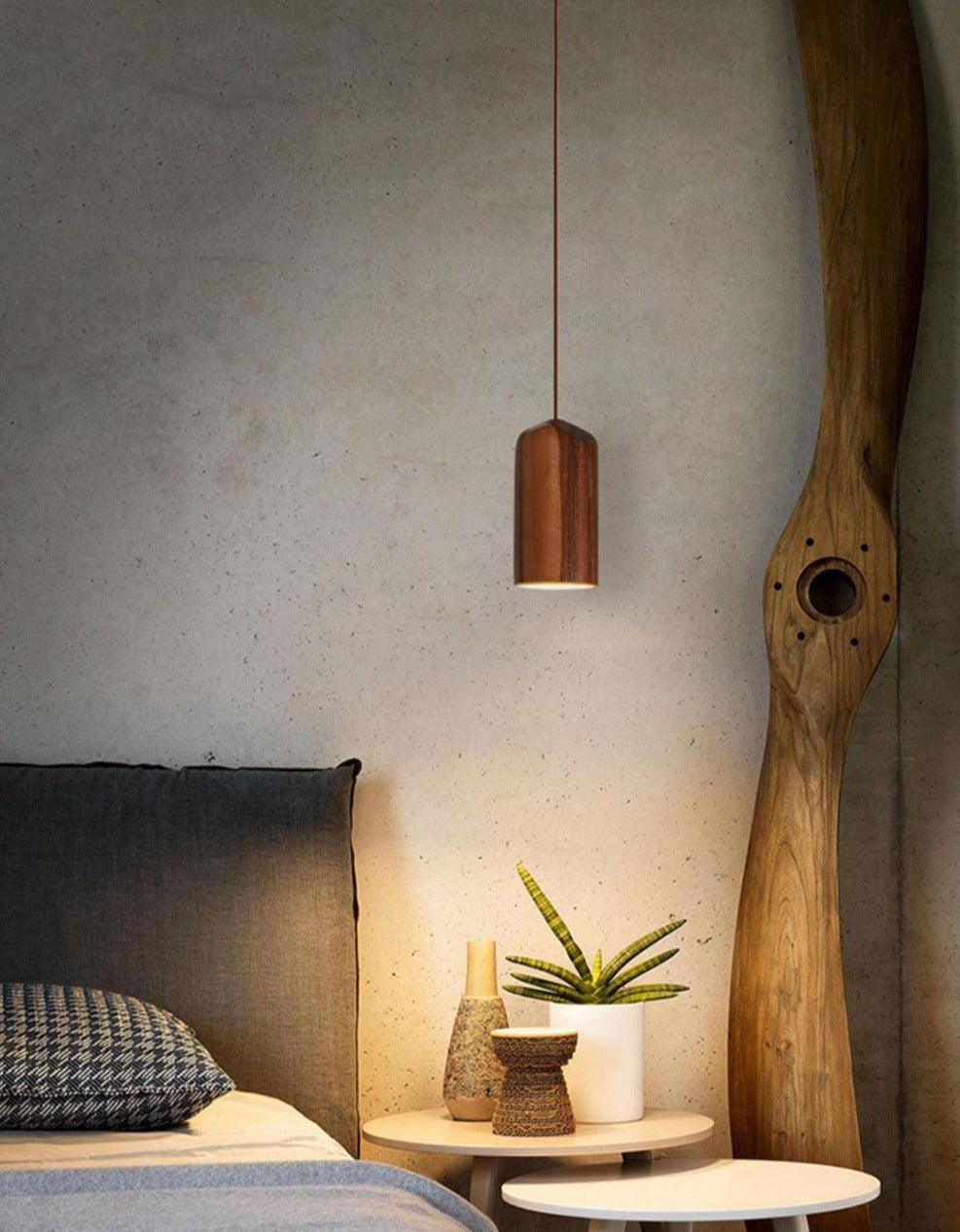 Elara Haus Lampada a Sospensione Minimalista in Legno a Forma di Cono