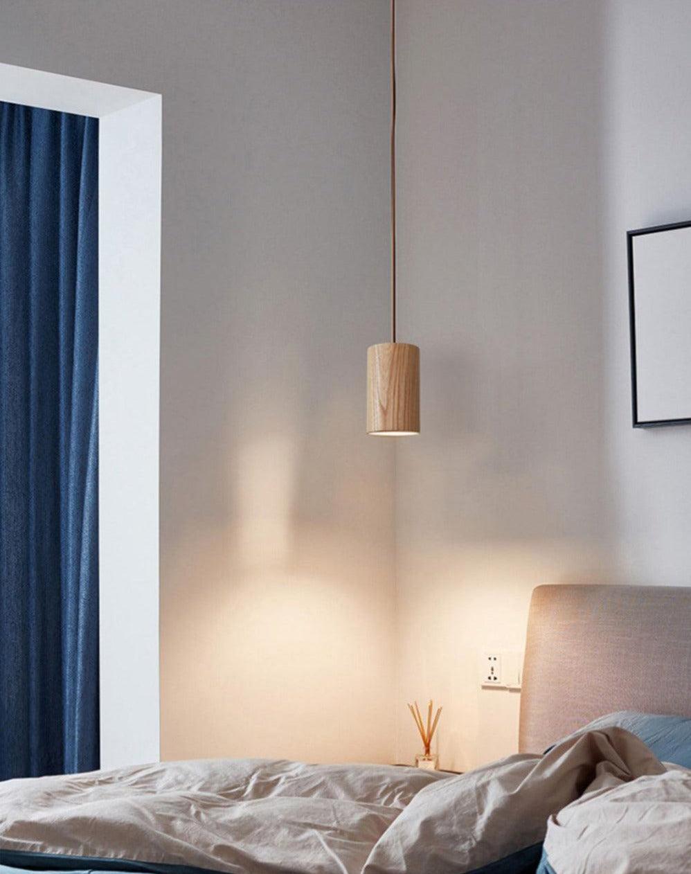Elara Haus Lampada a Sospensione Minimalista in Legno a Forma di Cono