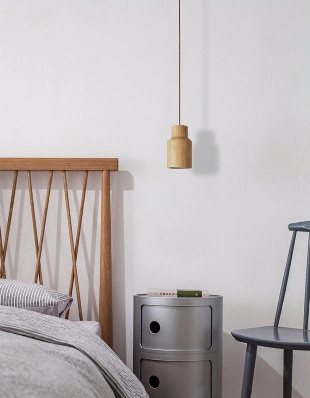 Elara Haus Lampada a Sospensione Minimalista in Legno a Forma di Cono