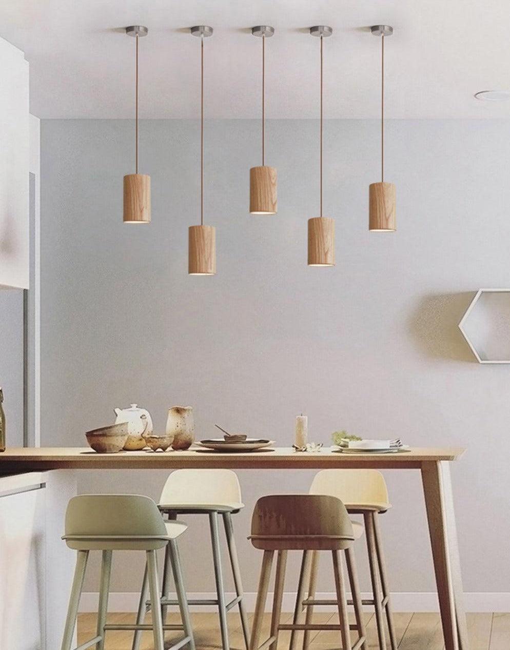 Elara Haus Lampada a Sospensione Minimalista in Legno a Forma di Cono