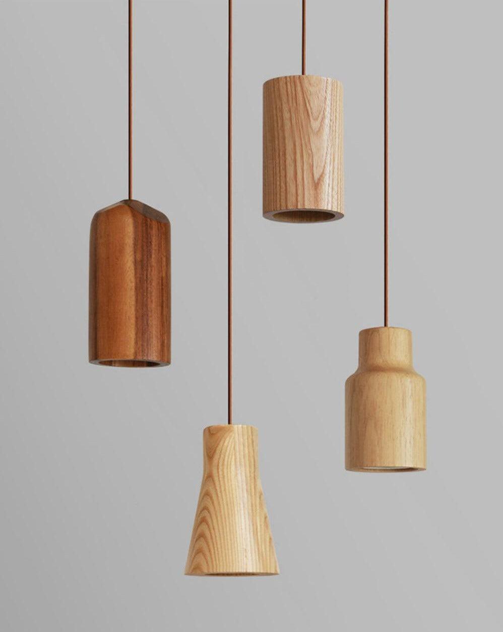 Elara Haus Lampada a Sospensione Minimalista in Legno a Forma di Cono