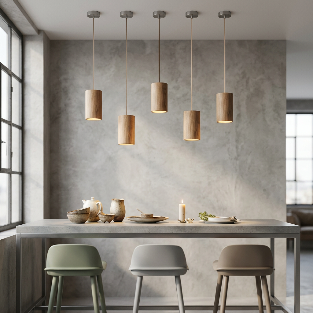 Elara Haus Lampada a Sospensione Minimalista in Legno a Forma di Cono