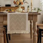 Elara Haus Modern Arid Loom – Runner da tavolo tessuto a rilievo lineare minimalista