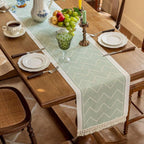 Elara Haus Modern Arid Loom – Runner da tavolo tessuto a rilievo lineare minimalista
