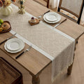 Elara Haus Modern Arid Loom – Runner da tavolo tessuto a rilievo lineare minimalista