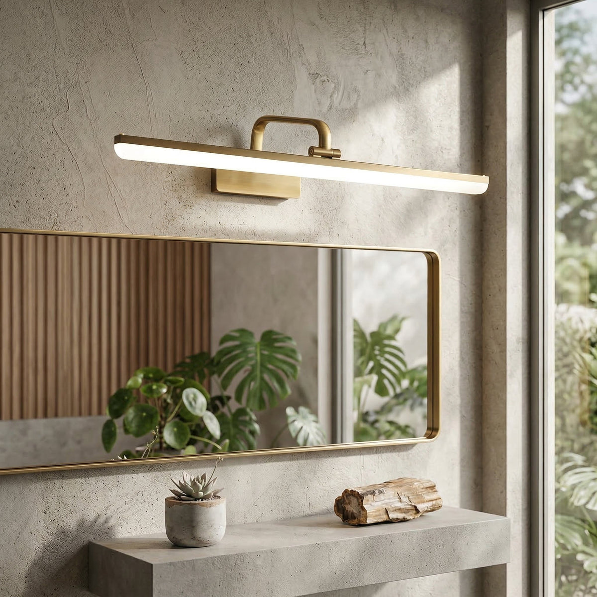 Elara Haus Moderno Lampadario LED Lineare in Ottone Spazzolato