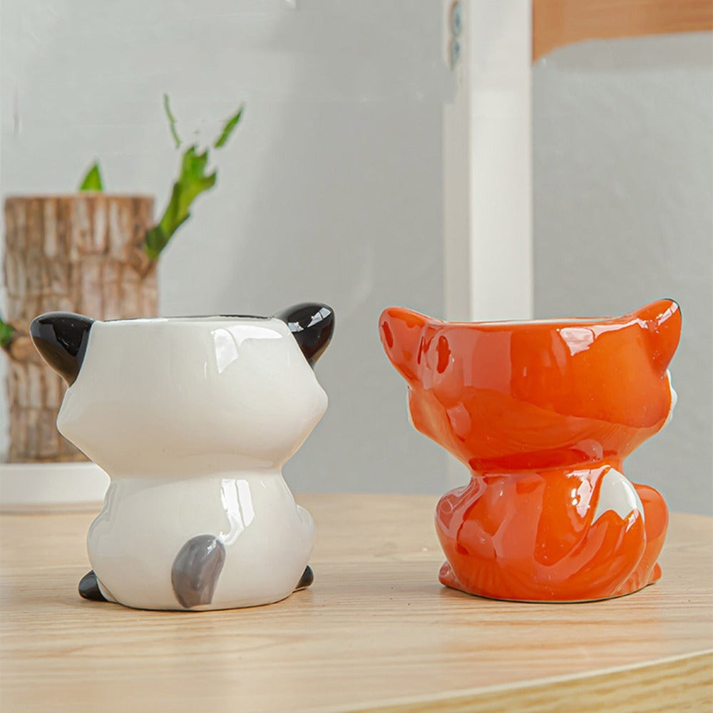 Elara Haus Vaso in Ceramica Moderna a Forma di Volpe per Piante