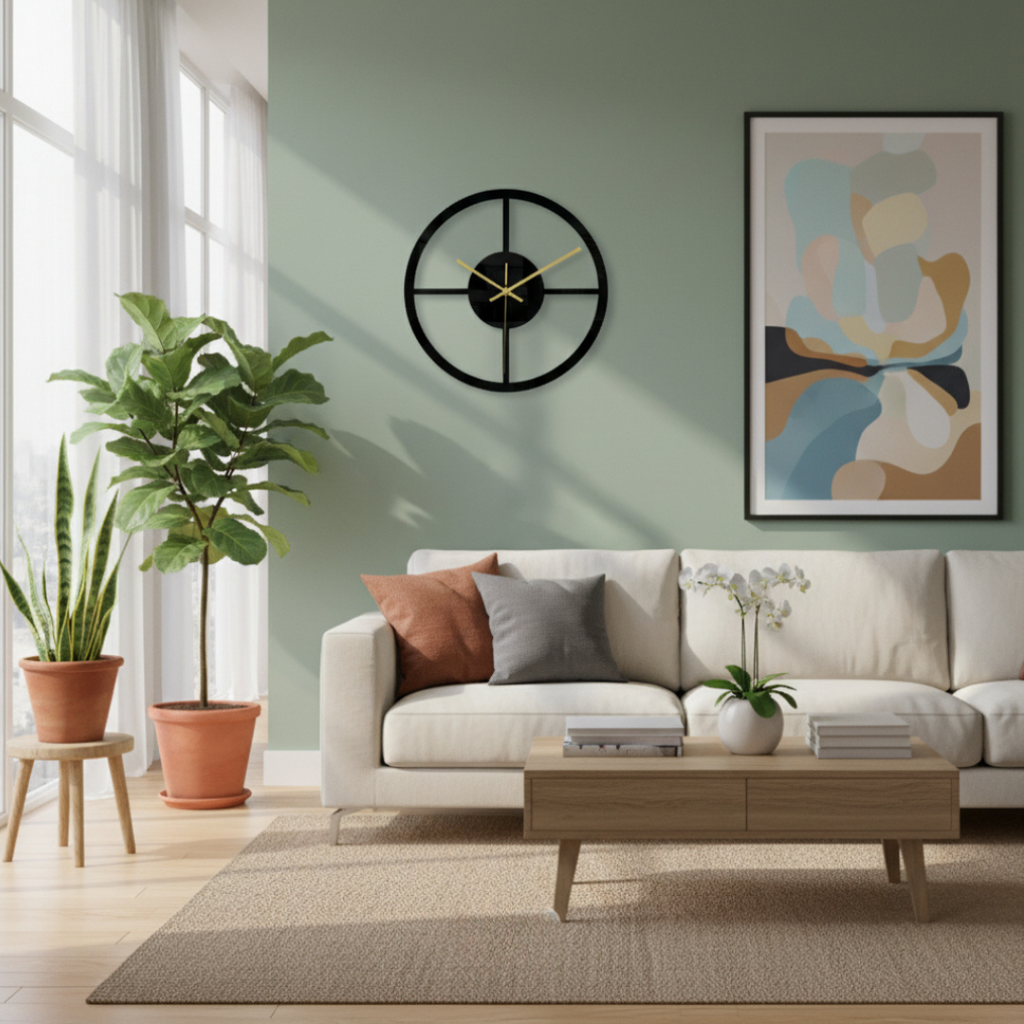 Orologio da Parete Circolare Geometrico Moderno Elara Haus - 30cm Silenzioso