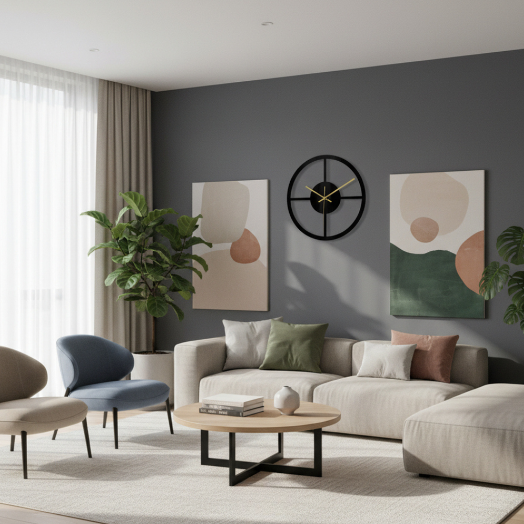 Orologio da Parete Circolare Geometrico Moderno Elara Haus - 30cm Silenzioso