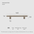 Maniglia per Mobili Elara Haus in Ottone Massiccio Moderno con Finitura Rigata