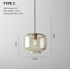 Elara Haus Modern Minimalist Brass & Smoked Glass Pendant