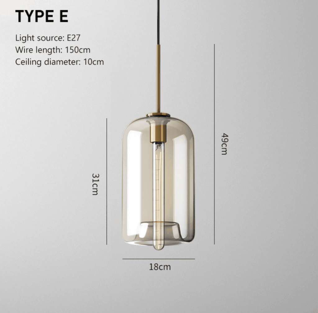 Elara Haus Modern Minimalist Brass & Smoked Glass Pendant
